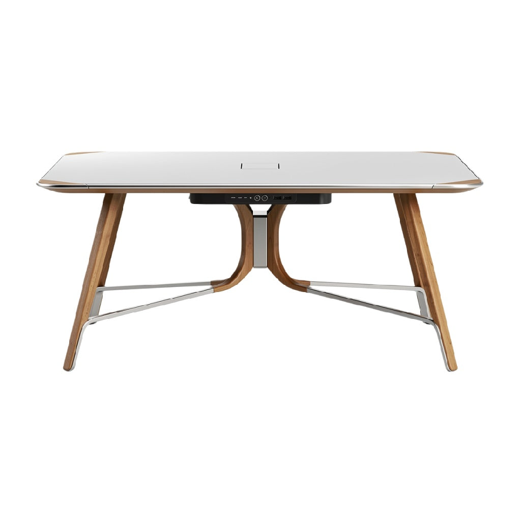 Moderne Bureau met Houten Poten en Ingebouwde Technologie