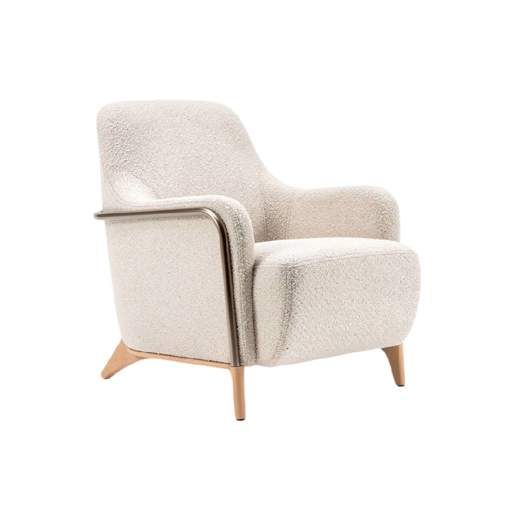 Titel: "Moderne Relaxfauteuil met Houten Poten en Textiel Bekleding"