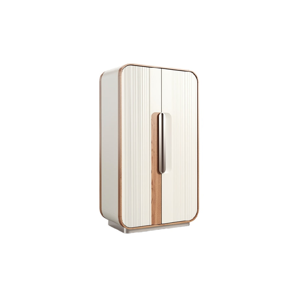 Moderne Wit Houten Koelkast met Strakke Lijnen en Minimalistisch Ontwerp