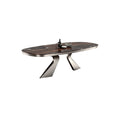 **Moderne Eettafel met Marmeren Bovenblad en Stijlvolle RVS Poten**
